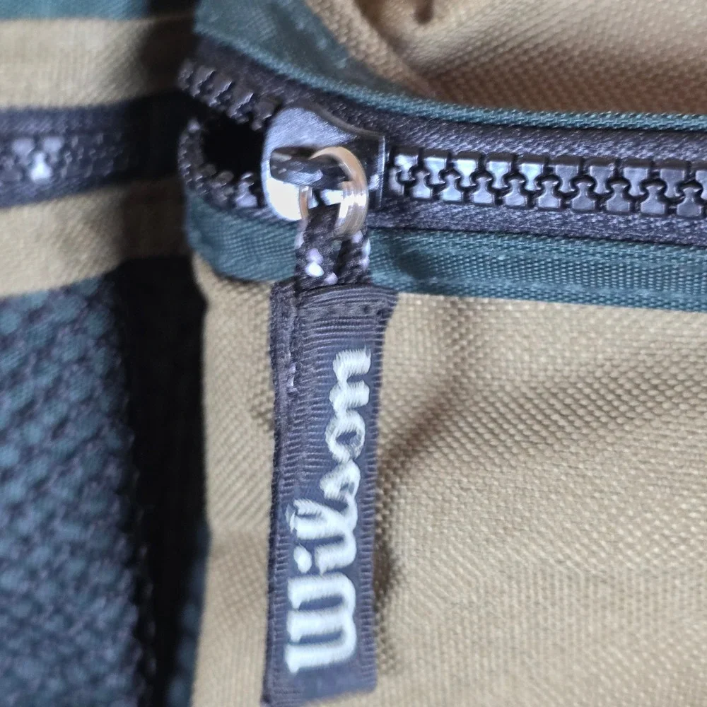 Wilson Duffel Bag Green Tan Multi‎ Pocket Adjustable Strap Sports Travel